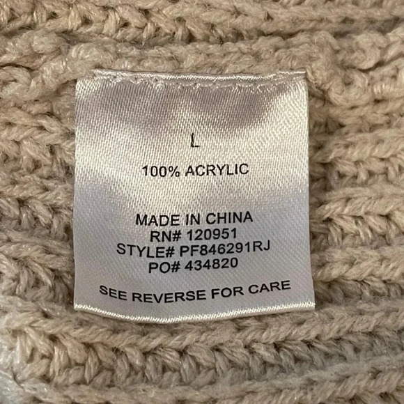 PINK Rose crewneck knit sweater with lace up detail on front upper arm area. - Picture 5 of 9